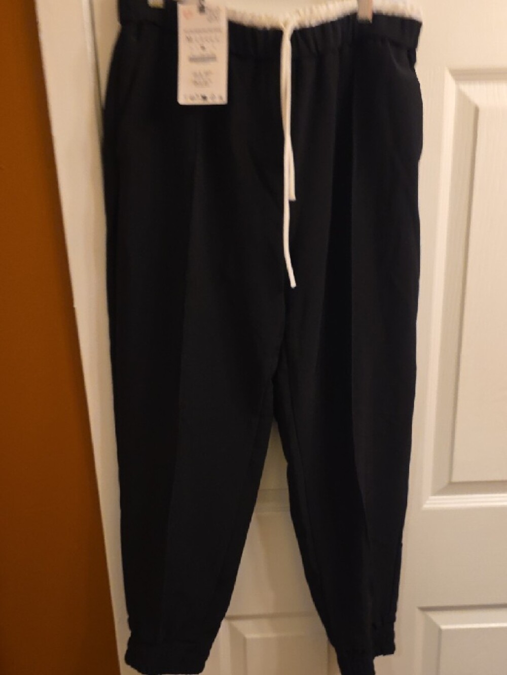 ZARA Navy Jogger Sweatpants with White Drawstring - Picture 8 of 9